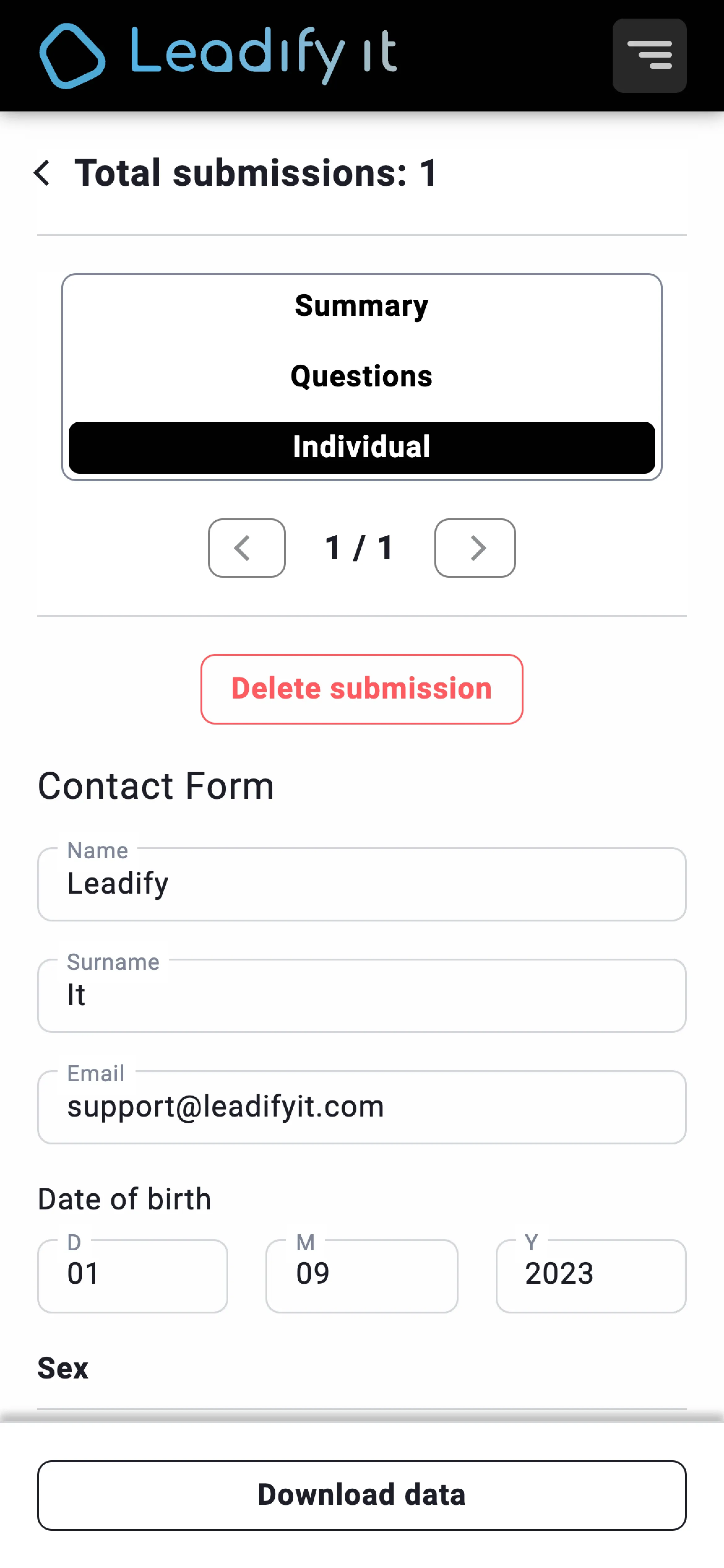 Leadify it submissions preview